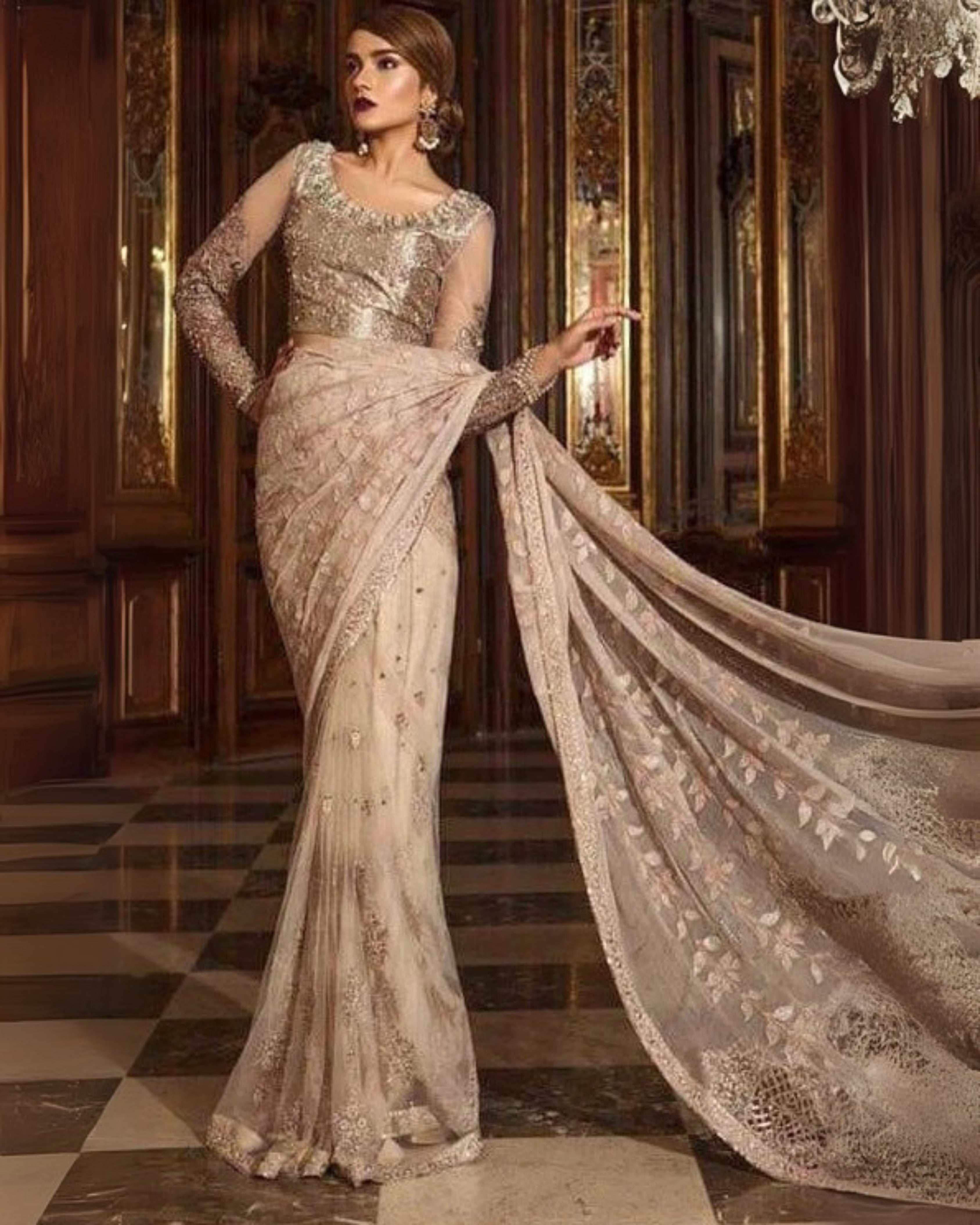 Maria.B Mbroidered Saree