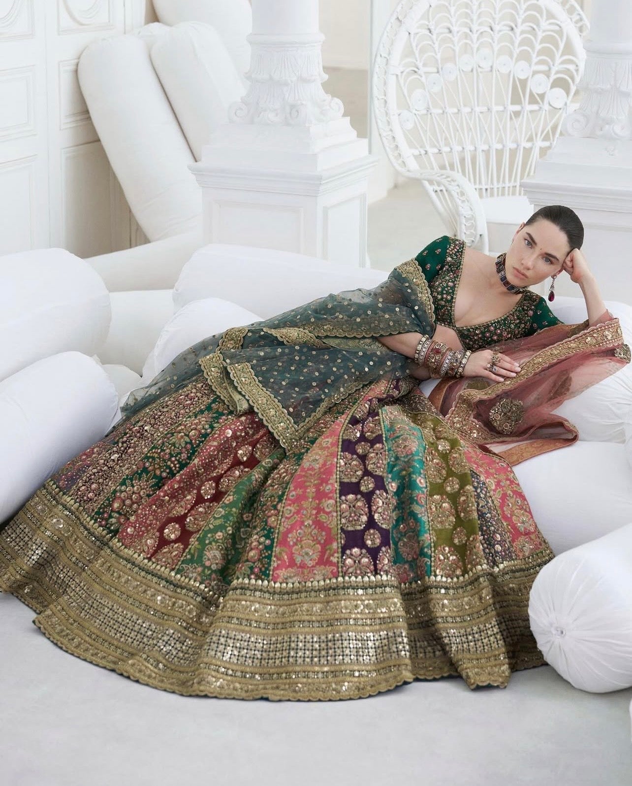 Sabyasachi Mukherjee Multi With 18 Panel – Luxury Walima Dress in Premium Tassel Silk