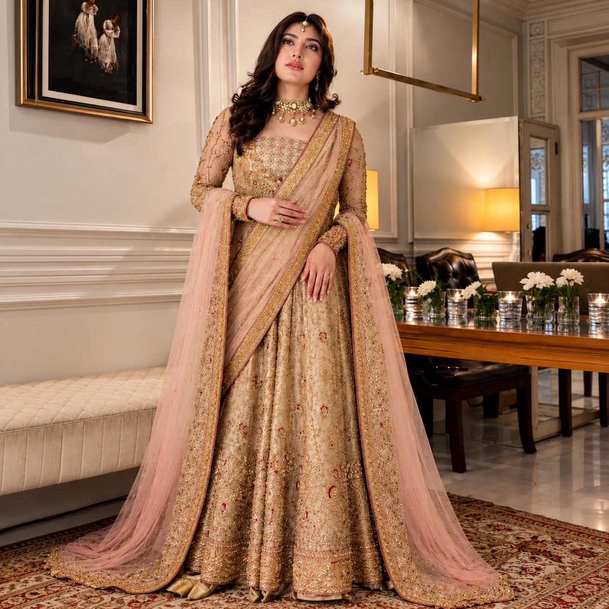 Haris Shakeel Sahar Blues – Premium Double Zari Formal Dress