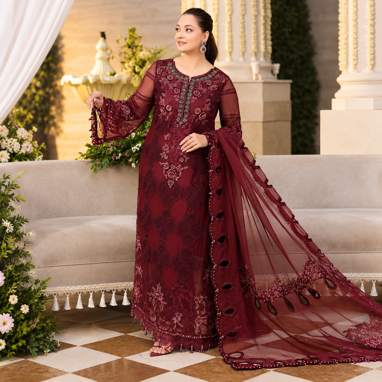 Maria.B Chiffons MPC-26-108-Burgundy