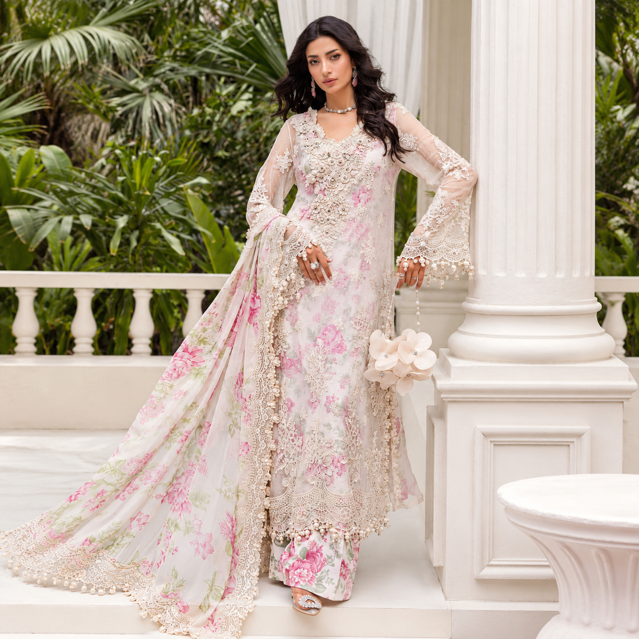 Maria.B Chiffons MPC-25-101
(Off White Rose)