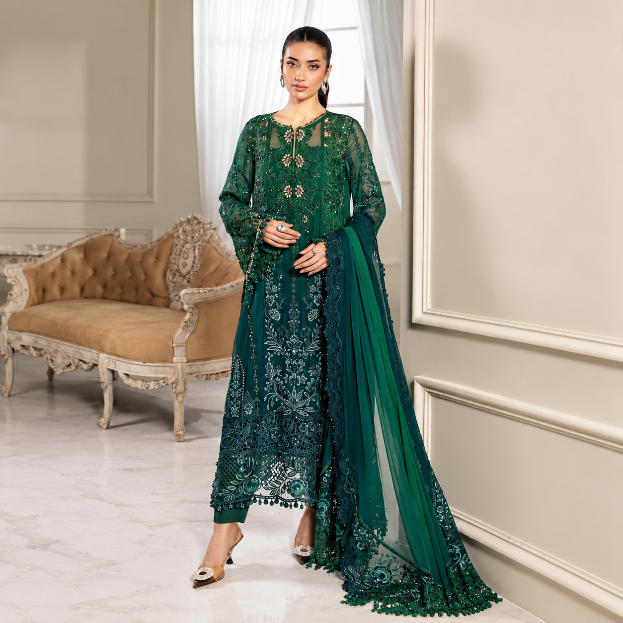 Maria.B Chiffons MPC-25-106
(Emerald Green To Teal)