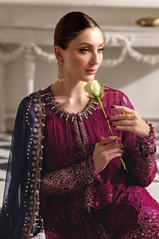 Maria B Embroidered Chiffon MPC-25-102-Magenta