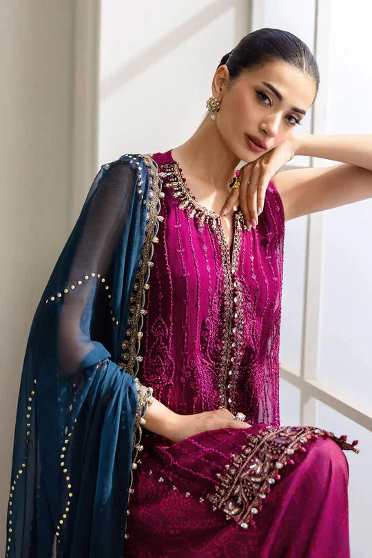 Maria B Embroidered Chiffon MPC-25-102-Magenta