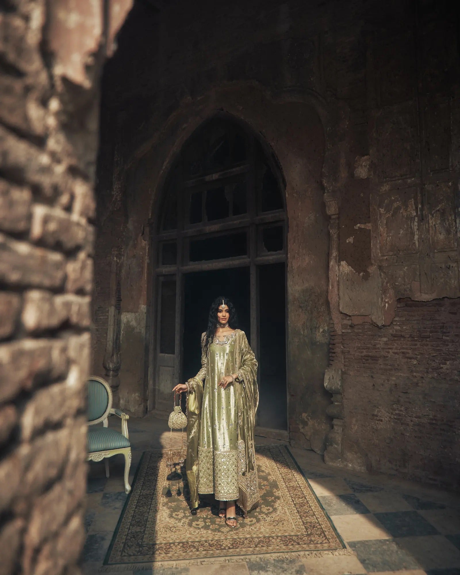 Iqbal Hussain Maryam Nawaz (CC-21 Pistachio) – Premium Double Zari Formal Dress