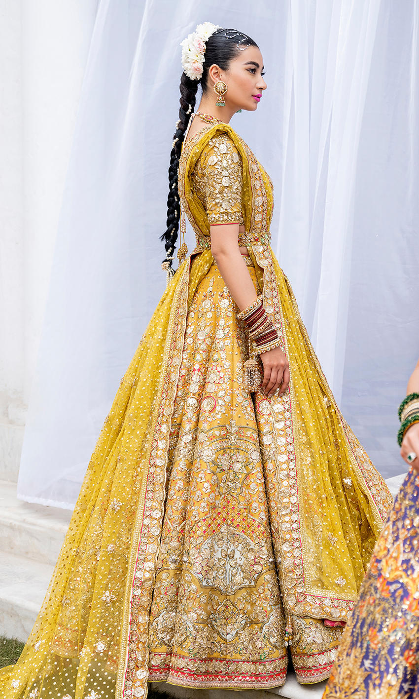 Nomi Ansari NAB-22-110 | Luxury Bareeze Net Mehndi Dress