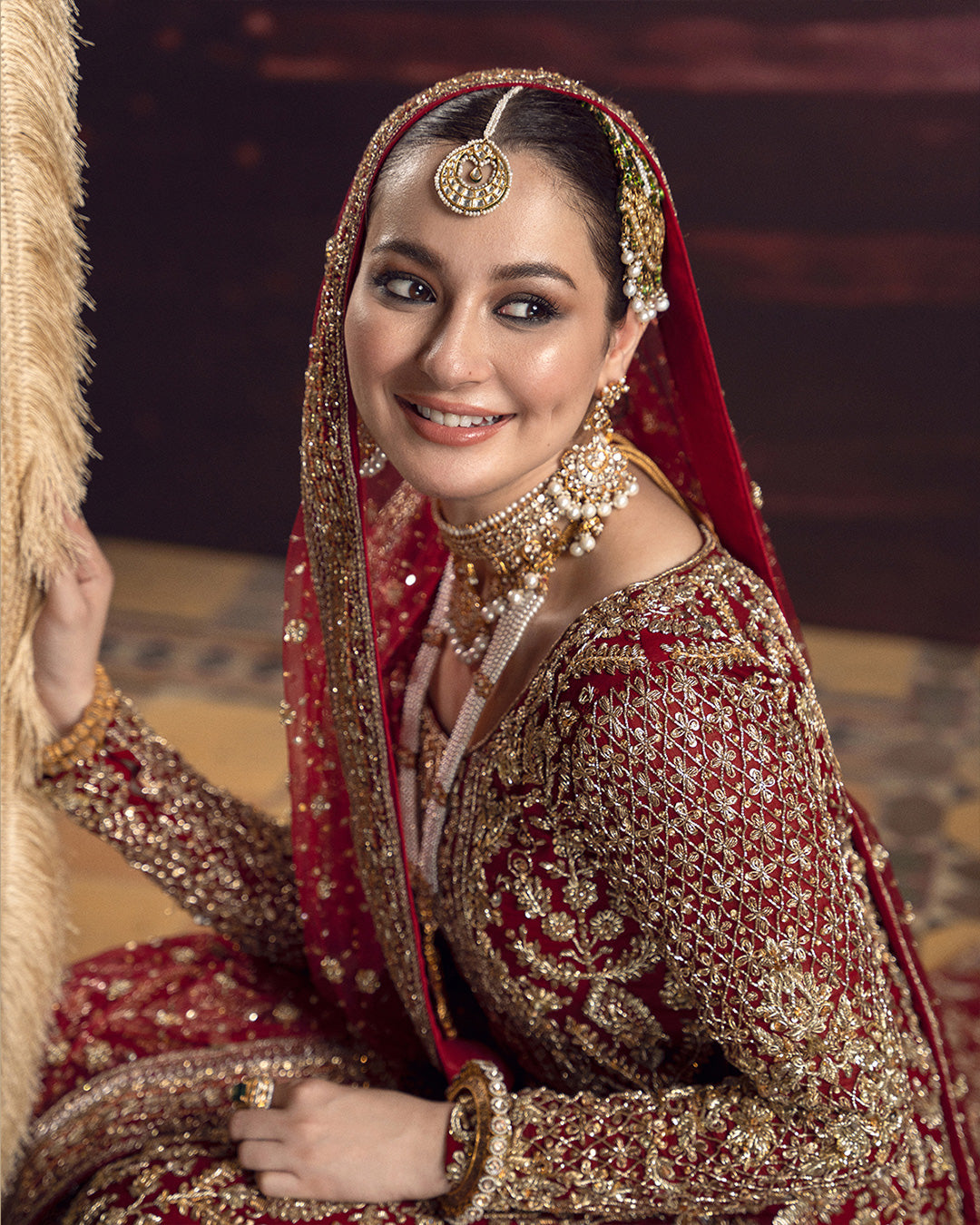 Faiza Saqlain Roushana bridal ensemble with coordinating net dupatta at Zenni’s Atelier