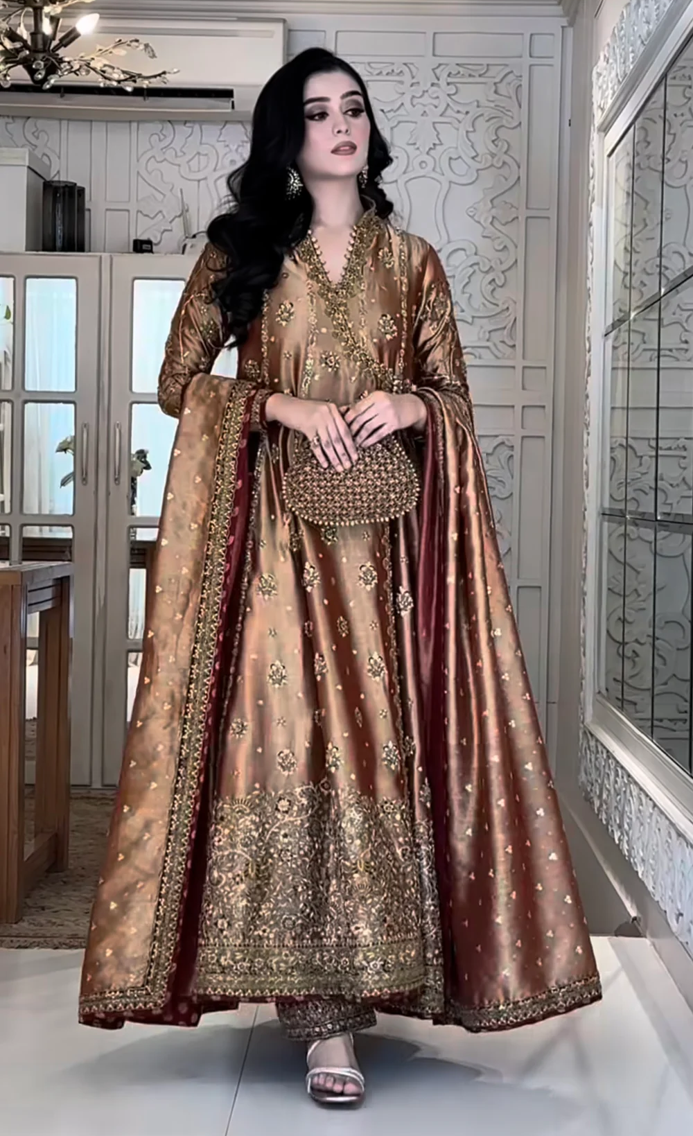 Aleena Khan modelling Haris Shakeel Luxury Maysoori Collection D-8 wedding outfit at Zenni’s Atelier