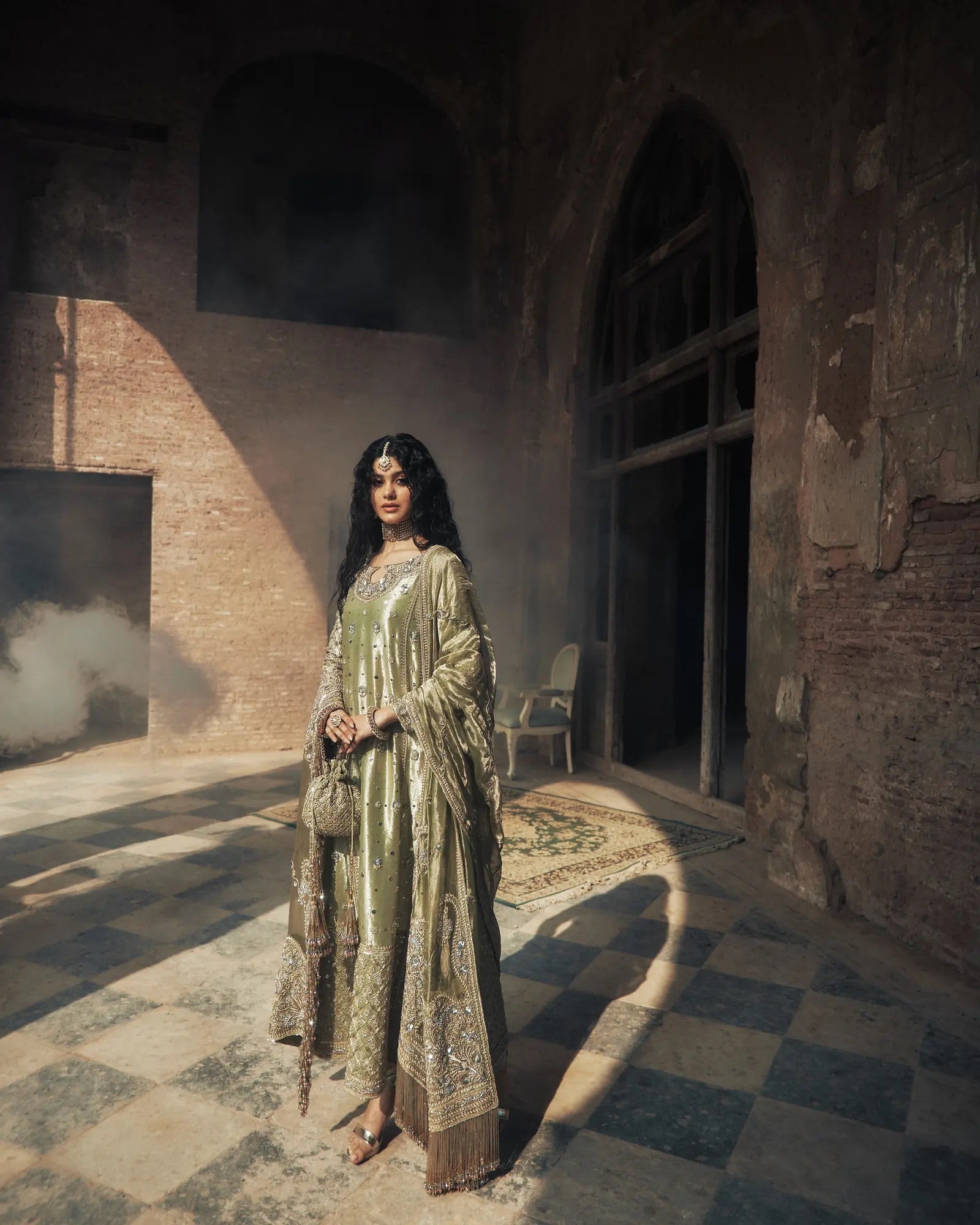 Iqbal Hussain Maryam Nawaz (CC-21 Pistachio) – Premium Double Zari Formal Dress