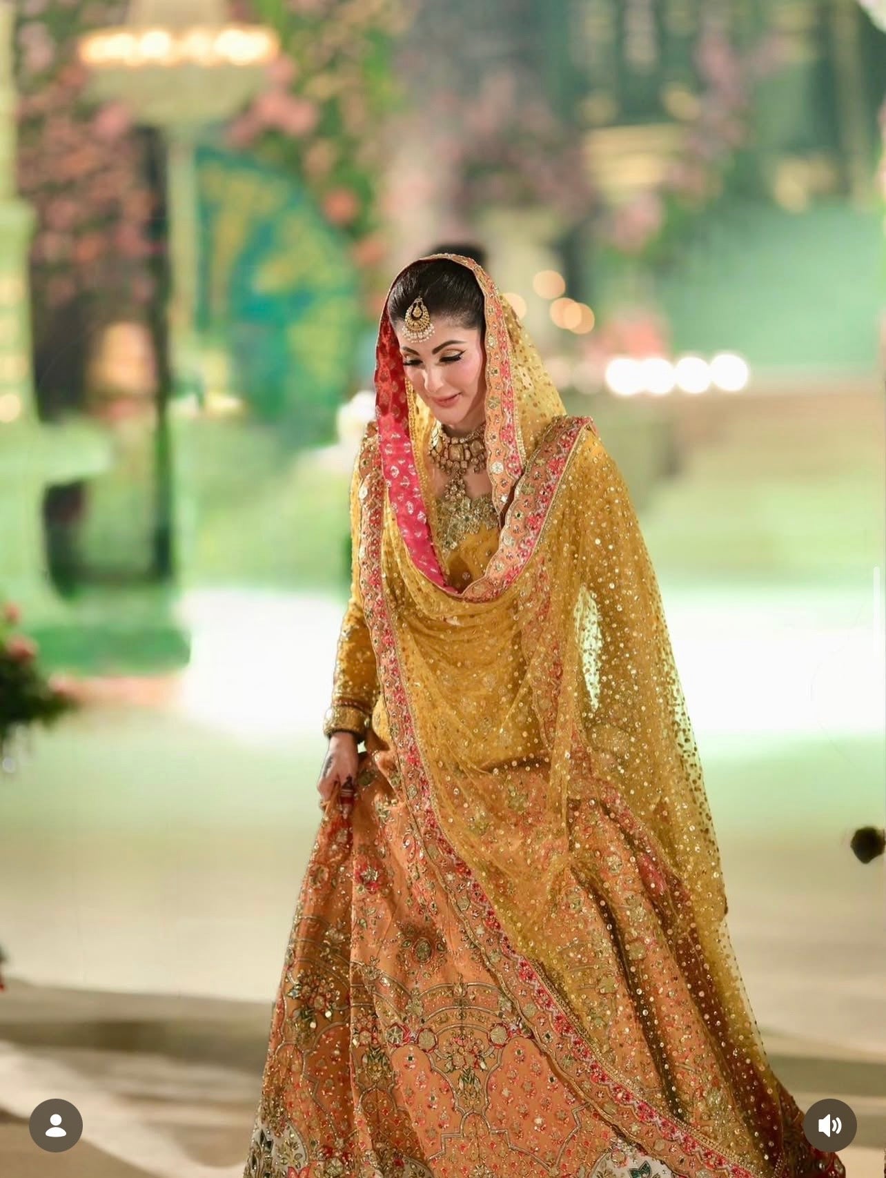 Nomi Ansari NAB-22-110 mustard yellow bridal blouse featuring intricate gold and silver embroidery at Zenni’s Atelier